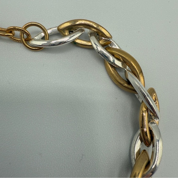 Two Tone Gold and Silver Brutalist Geometric Necklace - Picture 9 of 11